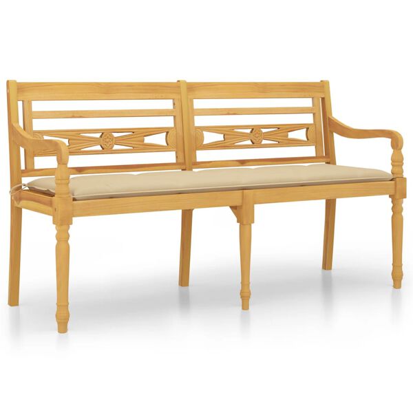 vidaXL Bench Natural teak Solid teak wood Large Outdoor Bench
