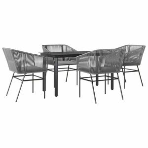 vidaXL Garden Dining Set Table: Black, Chair: Grey, Cushion: Light Grey