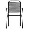 vidaXL Dining Set Black Powder-Coated Steel, Glass, Cotton Rope One Size