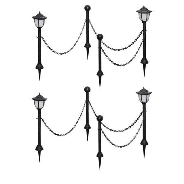 vidaXL Garden Lamp Set of 4 Black, Cool White Tough plastic, PP material