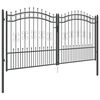 vidaXL Fence Gate with Spear Top Black 120.1"x 59.1" Powder-coated Steel