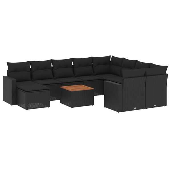 vidaXL Garden Sofa Set Black