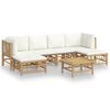 vidaXL Garden Lounge Set Cream White Bamboo, 100% Polyester (Cushion Cover)