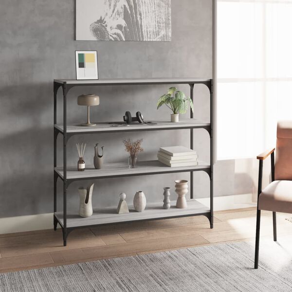 vidaXL Book Cabinet Grey Sonoma Engineered wood and steel