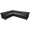 vidaXL Chesterfield Corner Sofa 6-Seater Artificial Leather Black