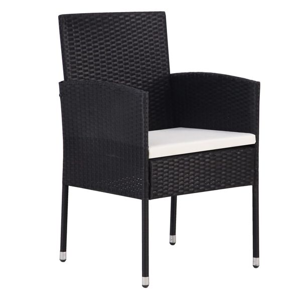 vidaXL Garden Chair Set of 2 Black PE Rattan Standard Durable