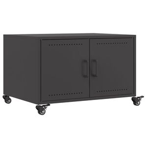 vidaXL Coffee Table Black Cold-rolled steel Medium Lockable wheels