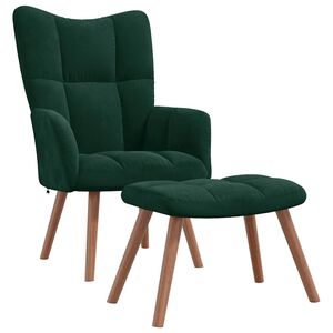 vidaXL Relaxing Chair With Stool Dark Green