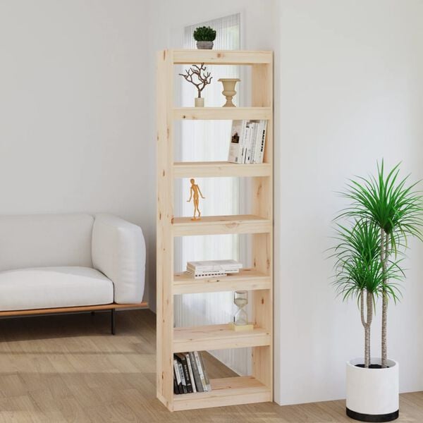 vidaXL Book Cabinet Natural Wood Solid Pinewood Large Book Cabinet