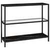 vidaXL Shelf Transparent and Black Marble Tempered Glass, Powder-Coated Iron