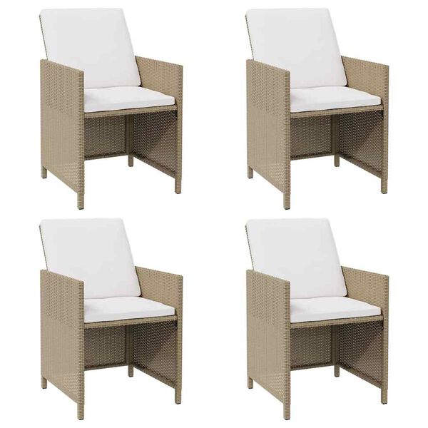 vidaXL Garden Chair Set of 4 Beige and Cream White