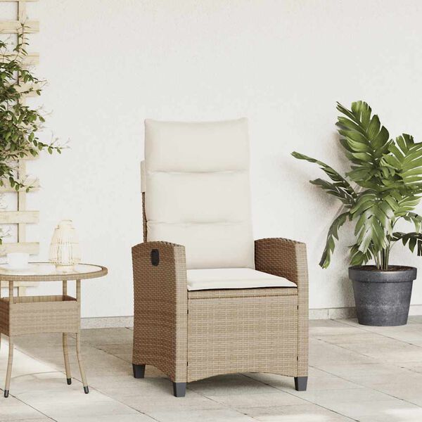 vidaXL Reclining Garden Chair Beige PE rattan Standard