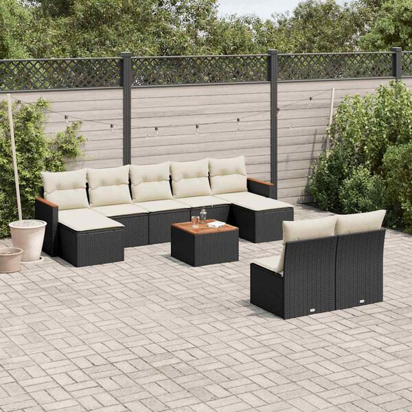 vidaXL Garden Sofa Set Black, Cream White