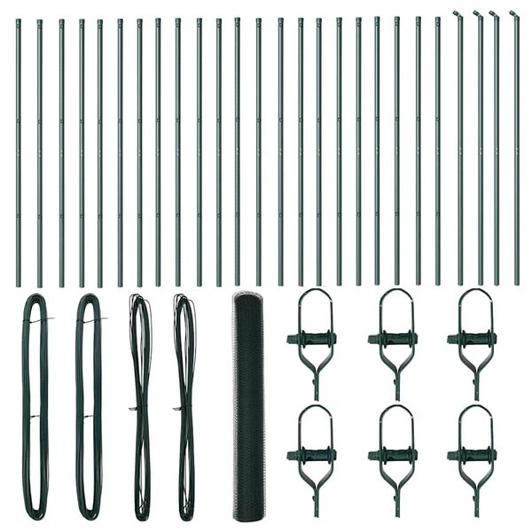 vidaXL Fence Post Green 164.04 x 3.28 ft (0.98 in mesh) Steel and PVC