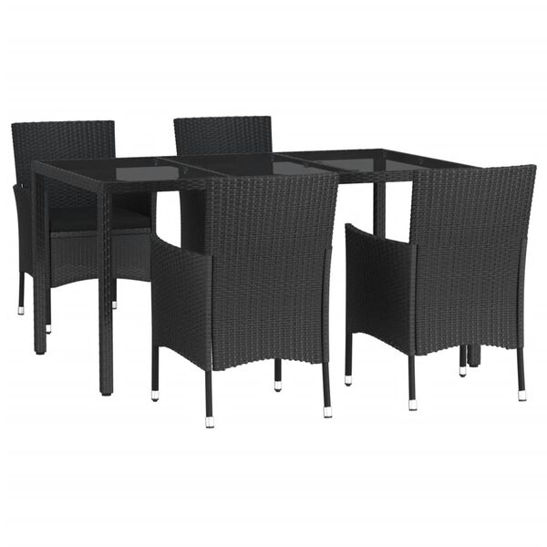 vidaXL Patio Dining Set Set of 4 Black