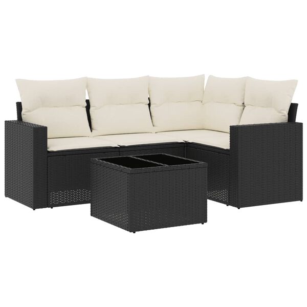vidaXL Garden Sofa Set Black PE rattan Large Modular Garden Sofa Set