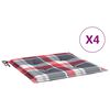 vidaXL Patio Chair Cushions 4 pcs Red Check Pattern 19.7x19.7x1.2" Oxford Fabric