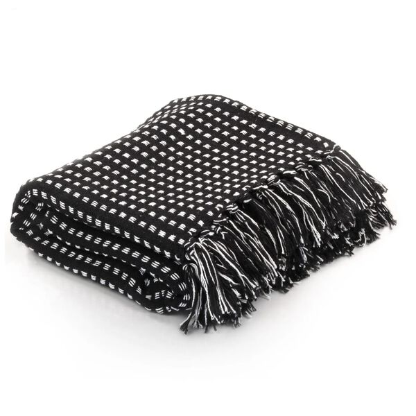vidaXL Throw Black 100% cotton 86.6 in x 98.4 in Throw Rectangular