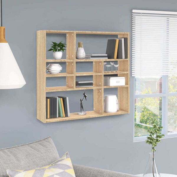 vidaXL Wall Shelf Sonoma oak Engineered wood Medium Wall mounting
