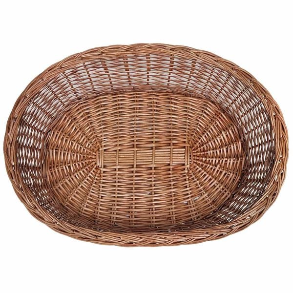 vidaXL Dog Basket Natural Willow Medium Lightweight Dog Basket Oval