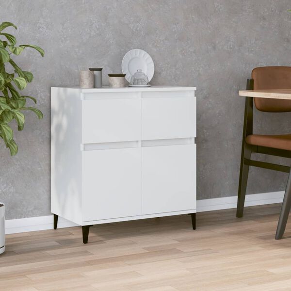 vidaXL Sideboard White Engineered wood, metal Medium Sideboard