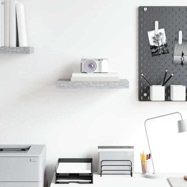 vidaXL Wall Shelf Concrete grey Honeycomb MDF, metal Small