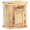 vidaXL Bed Cabinet Natural Wood Solid Mango Wood and Natural Cane Medium