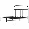 vidaXL Bed Frame Black Powder-Coated Steel Twin Bed Frame Rectangular