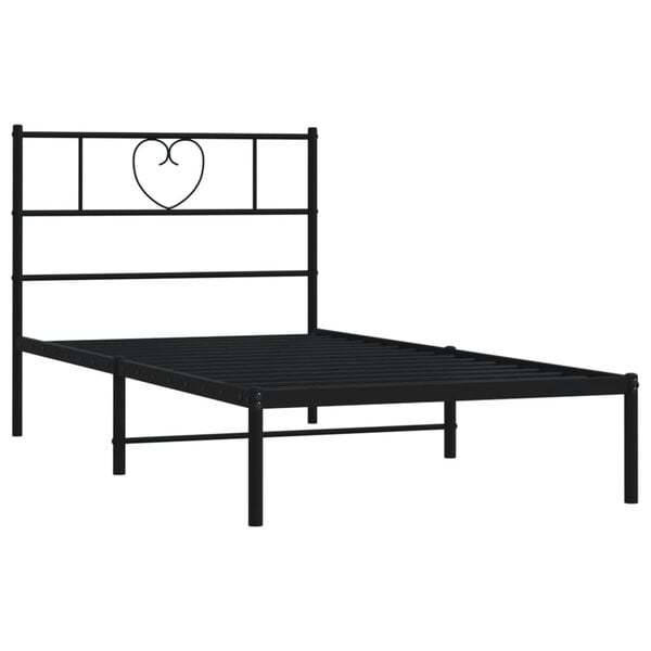 vidaXL Bed Frame Black Steel Single Bed Frame Rectangular Modern