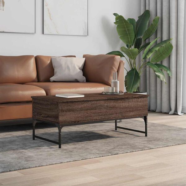 vidaXL Coffee Table Brown Oak Engineered Wood, Metal 39.4x19.7x15.7 in