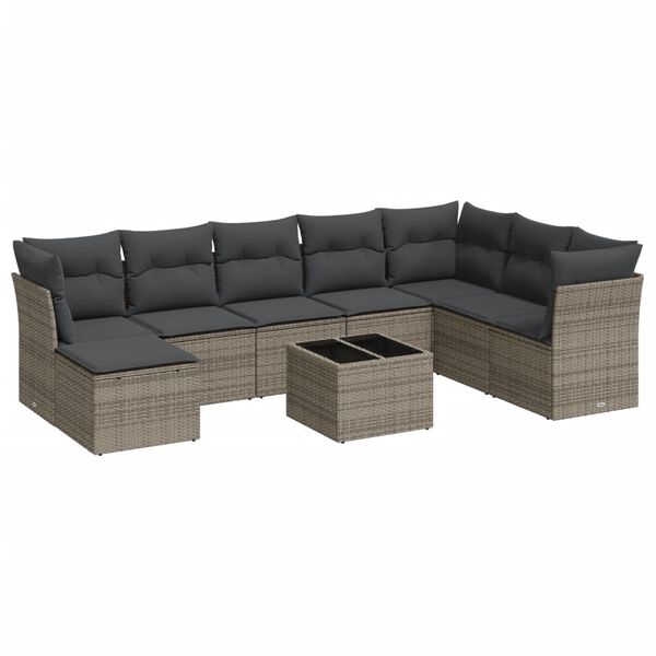 vidaXL Garden Sofa Set Gray PE rattan Large Modular Garden Sofa Set