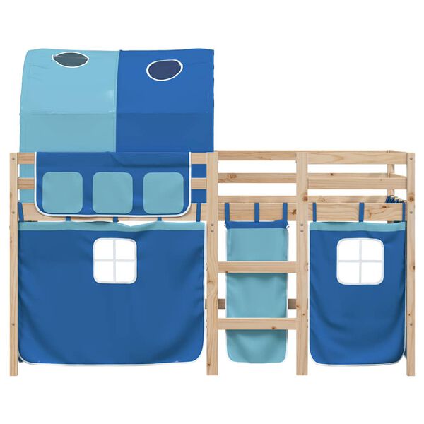 vidaXL Kids'Loft Bed Blue Solid Pine wood Twin Kids'Loft Bed