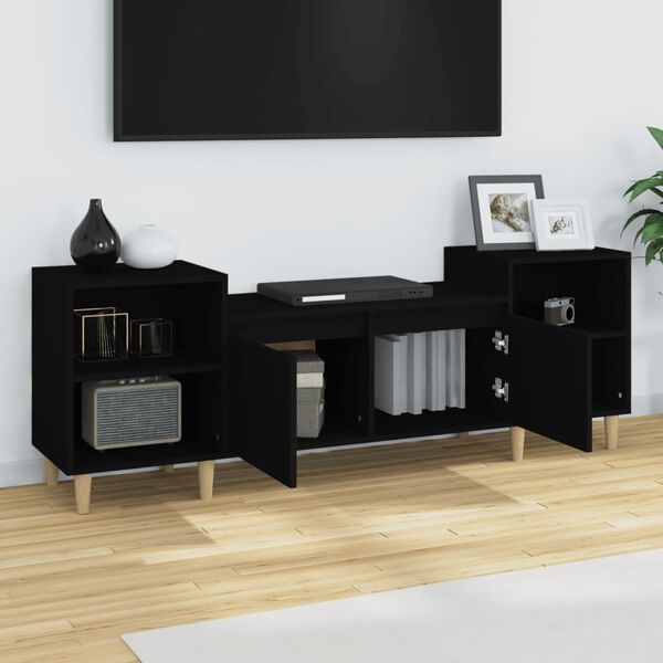vidaXL TV Cabinet Black Engineered wood Large TV Cabinet Rectangular