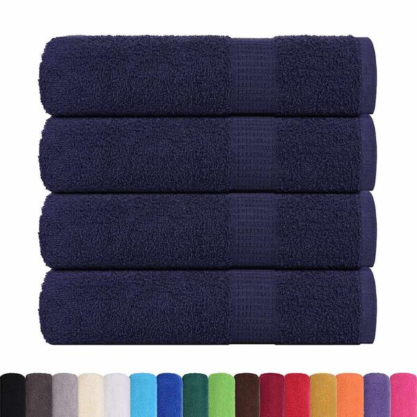 vidaXL Bath Towel Set of 4 Navy blue 100% cotton 39.4 x 59.1 in