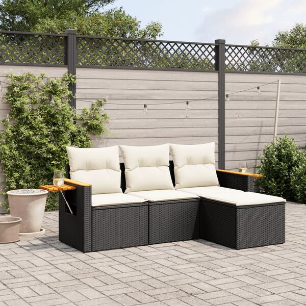 vidaXL Garden Sofa Set Black