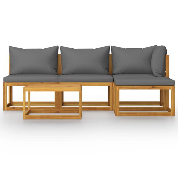 vidaXL Garden Lounge Set Dark grey Solid Acacia wood Modular, customizable