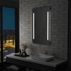 vidaXL Bathroom Mirror Silver Glass, Aluminum 23.6 x 39.4 in Lights