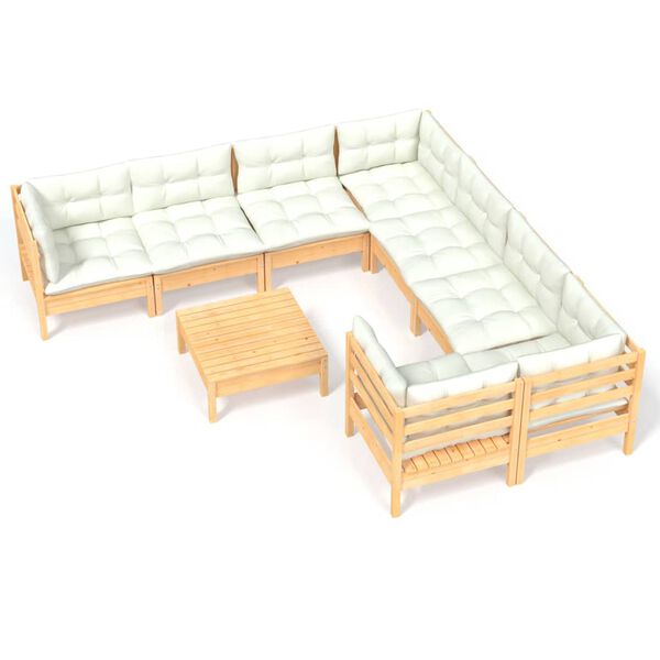 vidaXL Garden Lounge Set Cream Solid pinewood Medium Modular