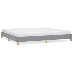 vidaXL Bed Frame Light grey 100% polyester, plywood, engineered wood King