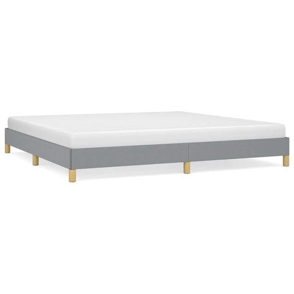 vidaXL Bed Frame Light grey 100% polyester, plywood, engineered wood King