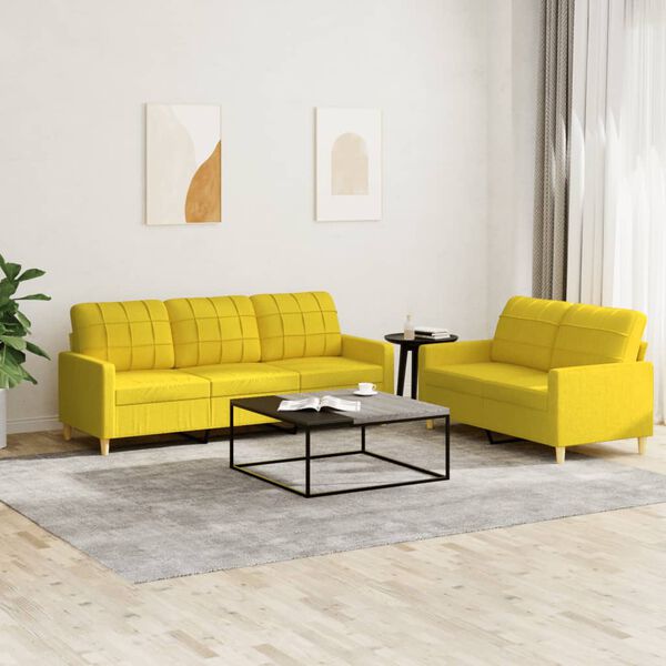 vidaXL Sofa Set Light Yellow