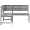 vidaXL Corner Bench Gray Solid acacia wood with a gray wash finish Medium