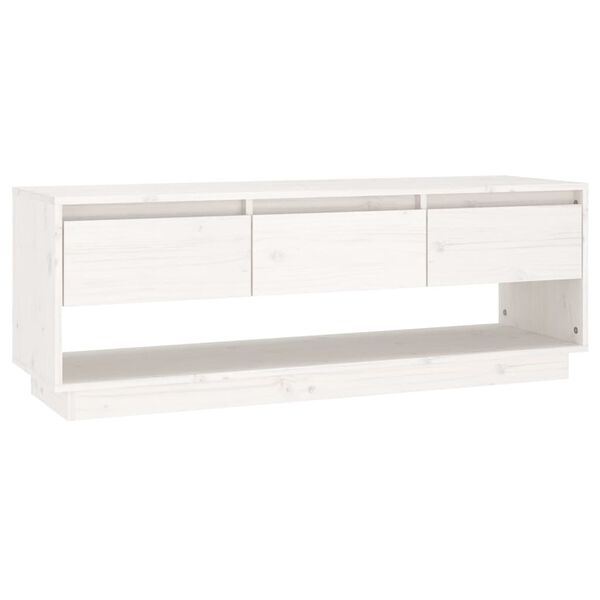 vidaXL TV Stand White Solid Pine Wood Medium Solid Wood TV Cabinet