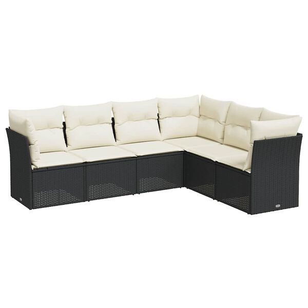 vidaXL Garden Sofa Set Black PE Rattan Large Adjustable Feet