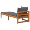 vidaXL Sun Lounger with 1 Armrest Dark Gray Solid Acacia Wood