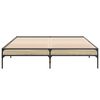 vidaXL Bed Frame Sonoma Oak Engineered Wood, Metal, Plywood Double
