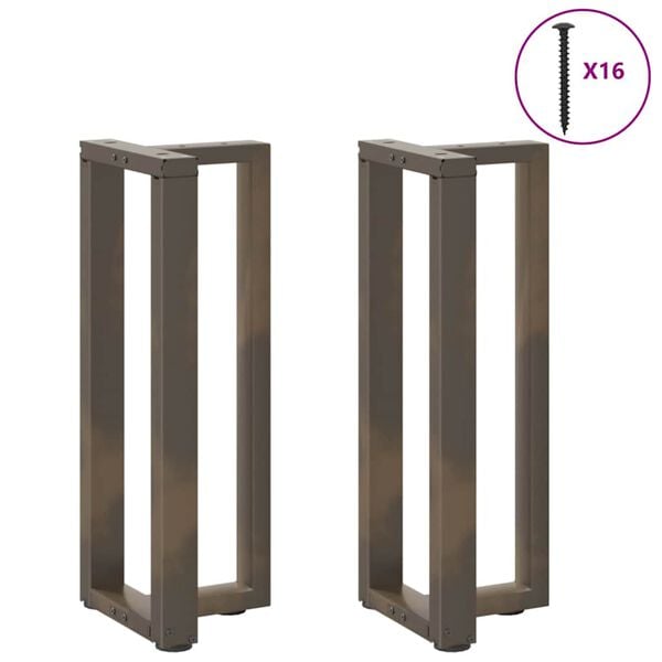vidaXL Console Table Legs T-Shaped 2 pcs Natural Steel 9.8 x 11.0 x (28.3-28.7) " Steel