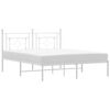 vidaXL Bed Frame White Powder-Coated Steel Full Bed Frame Rectangular