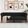 vidaXL Chesterfield Sofa Black Polyester, Solid Wood, Plywood 3-Seater