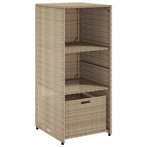 vidaXL Garden Storage Cabinet Beige PE Rattan 19.7x21.7x45.3 in